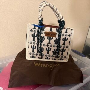 Wrangler Cactus Print Tote in White and Black